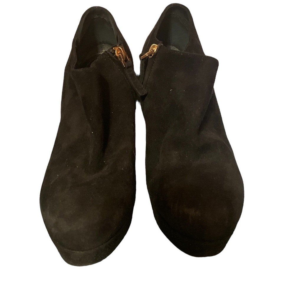 YSL BLACK SUEDE PLATFORM ANKLE BOOTIES - Picture 7 of 8